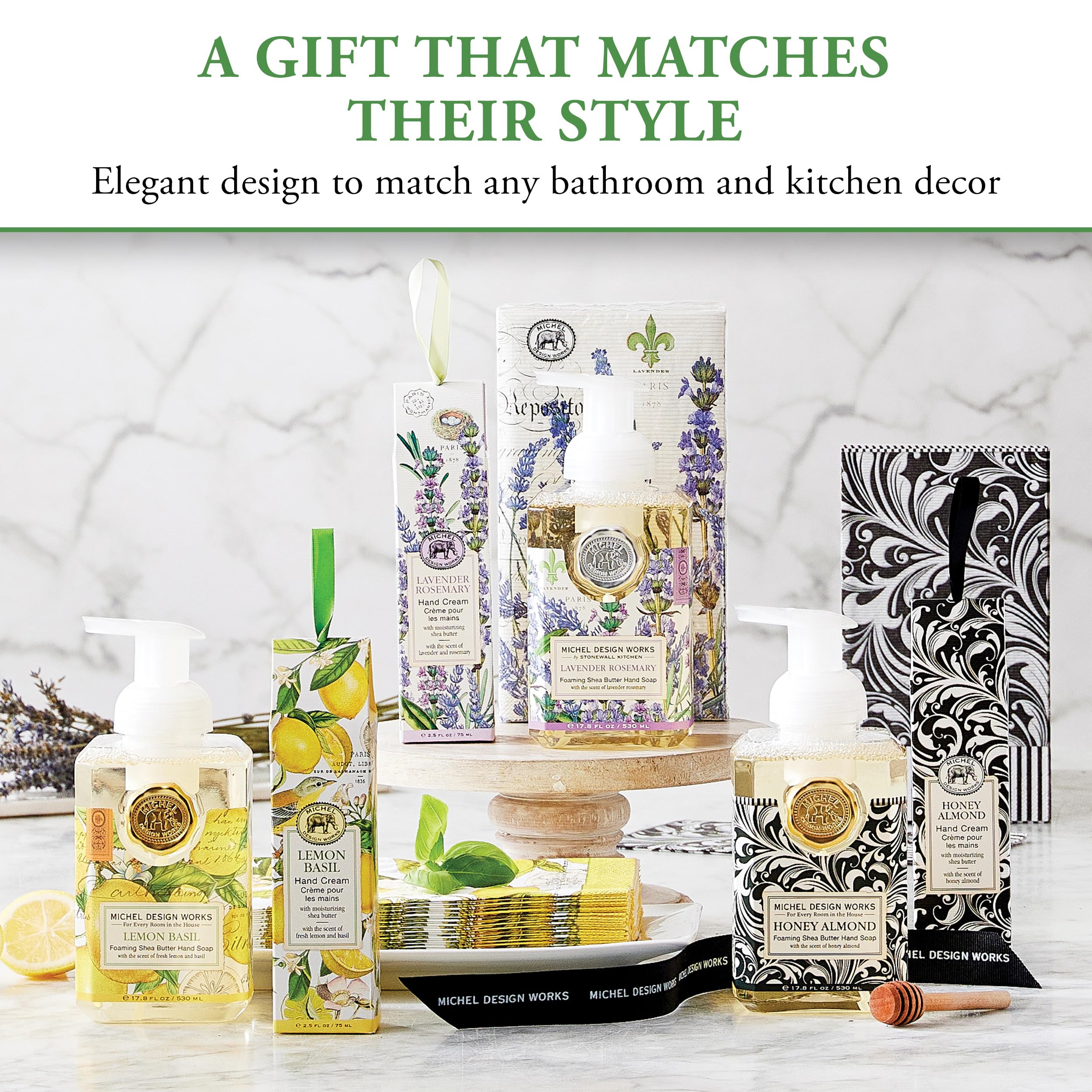 Michel Design Works held to show size comparison and generous 17.8 fl oz capacity