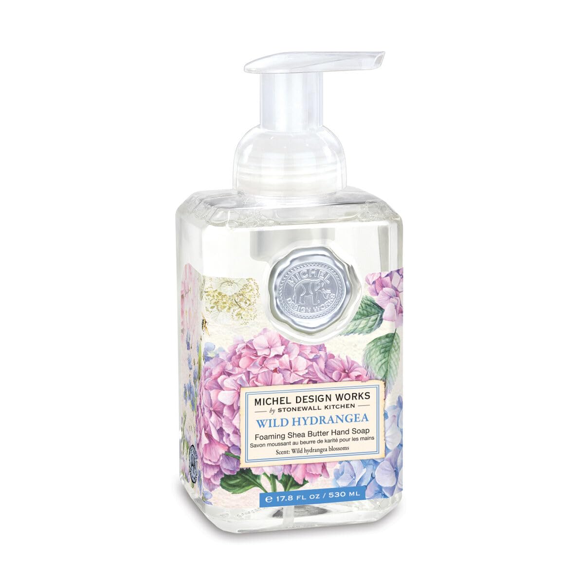 Michel Design Works front bottle showing Wild Hydrangea packaging and elegant look