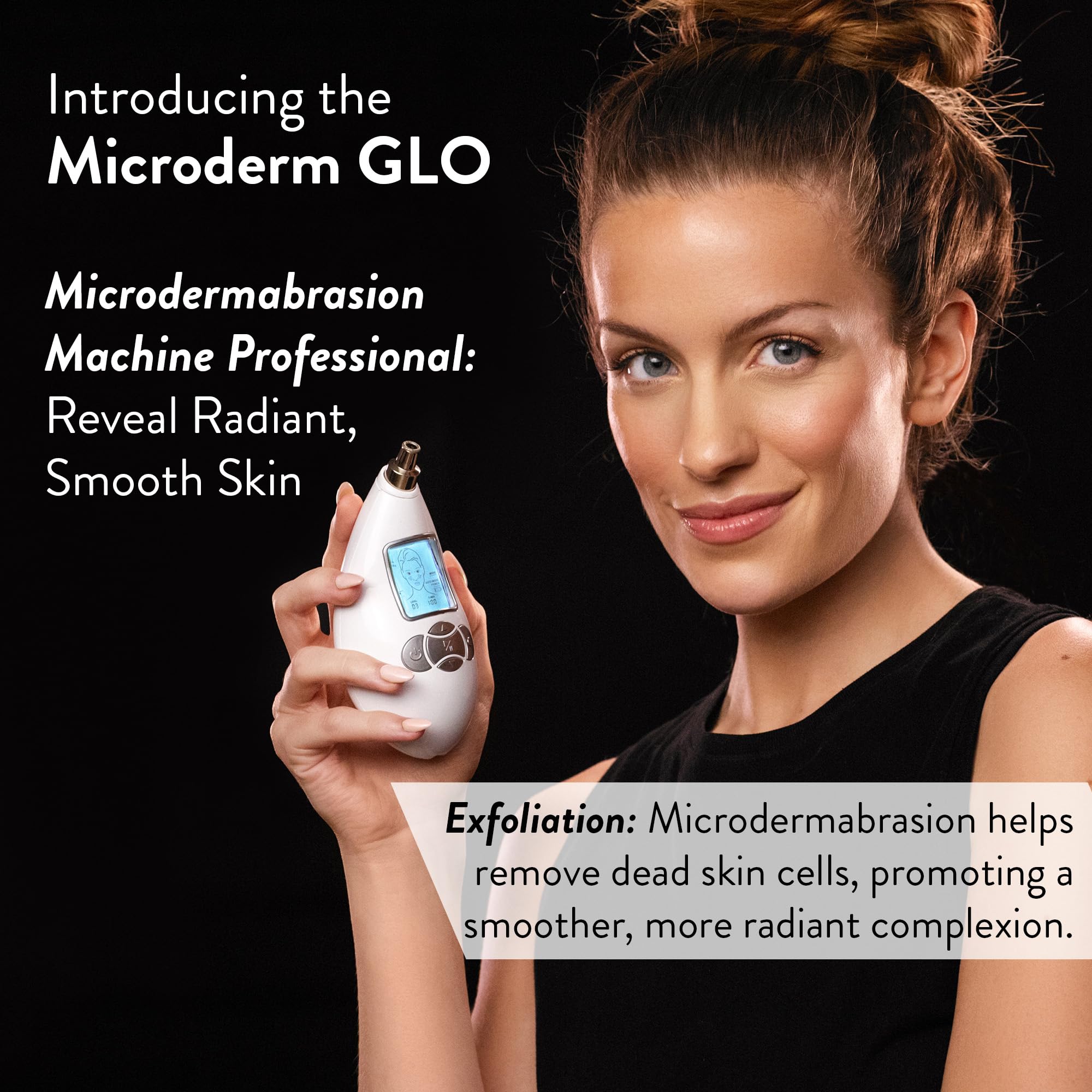 Microderm GLO diamond tip close-up showing textured head for precise exfoliation