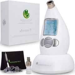 Microderm GLO front view showing compact device and ergonomic grip for comfortable use