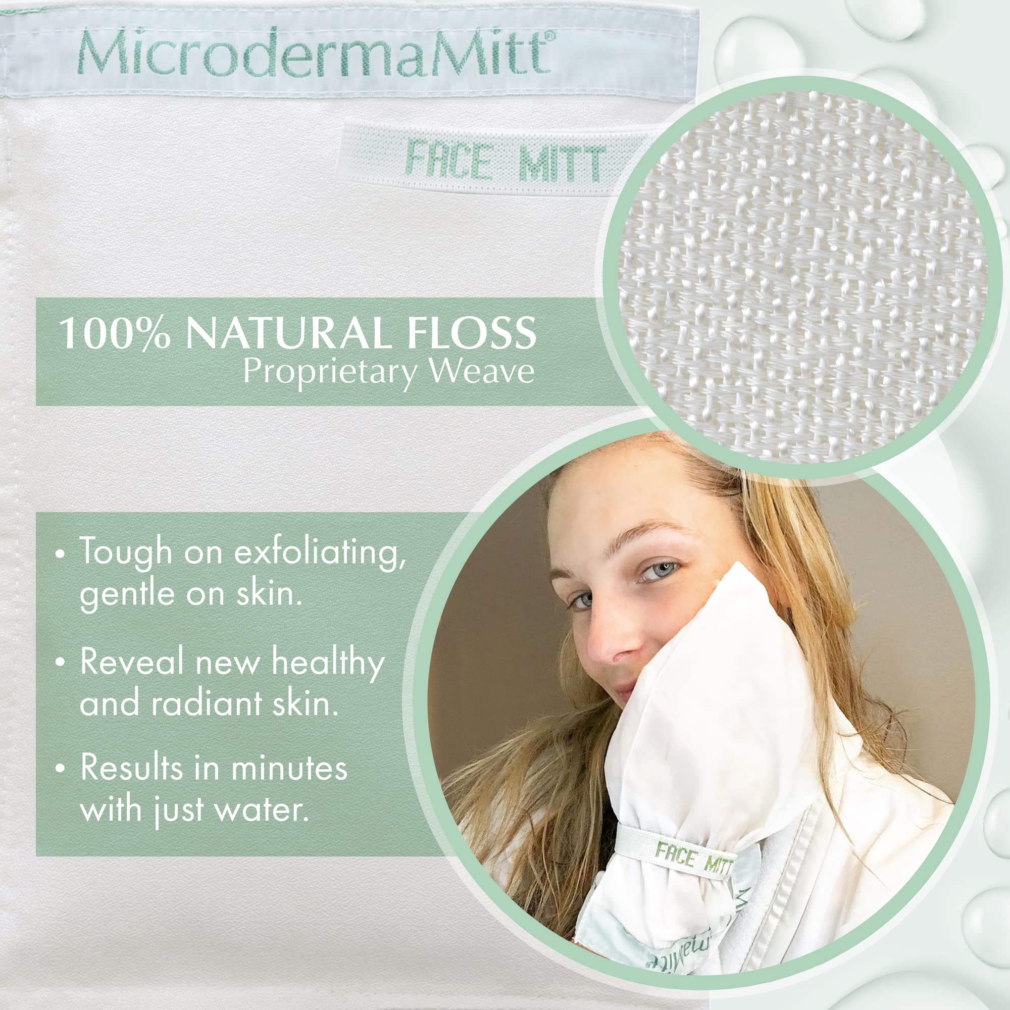 MicrodermaMitt close-up of woven kessa texture for effective gentle exfoliation