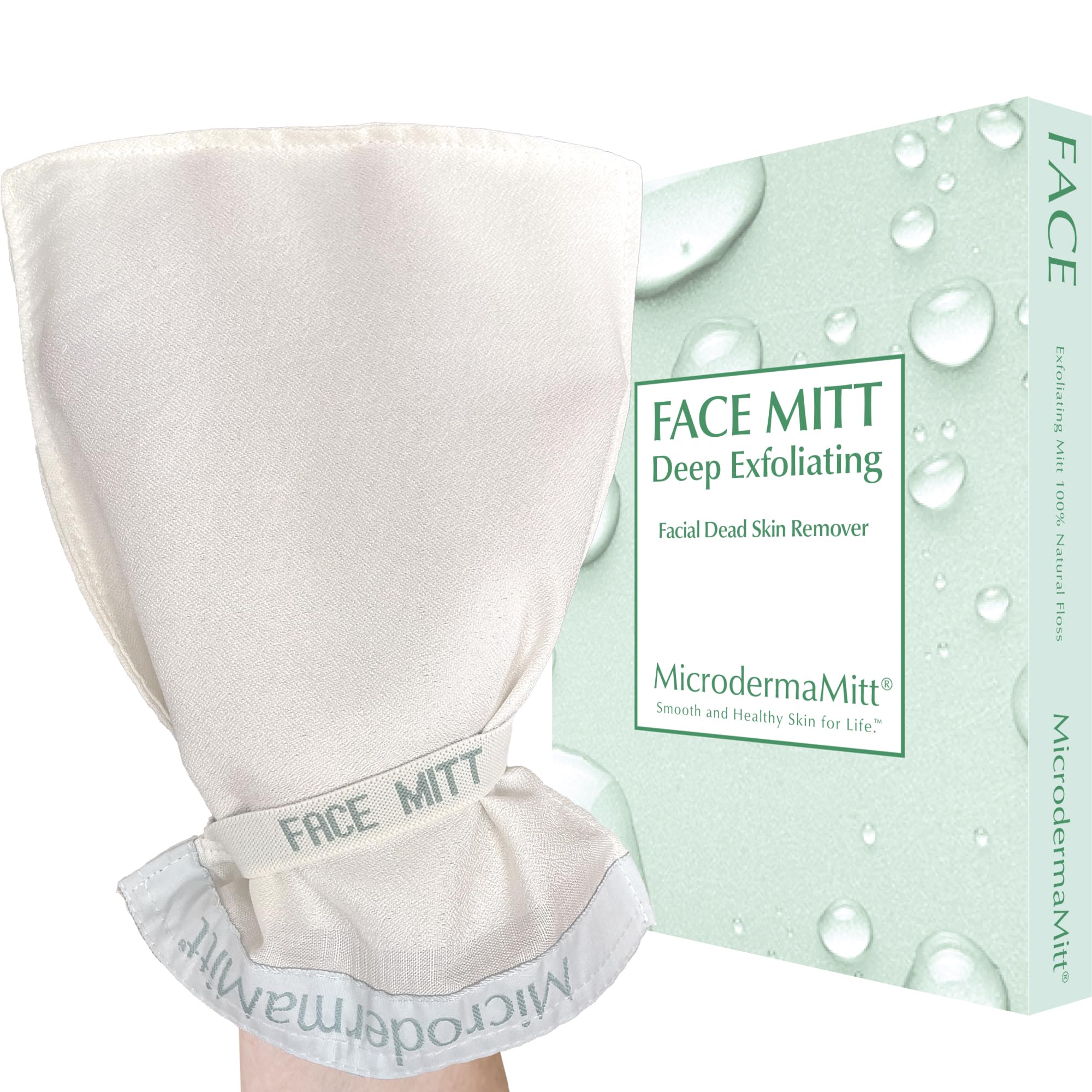 MicrodermaMitt front packaging showing product and clean presentation benefits