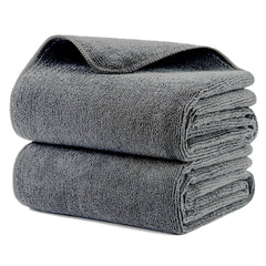 MICROFI front view of two gray towels showing professional look and quick-dry benefit