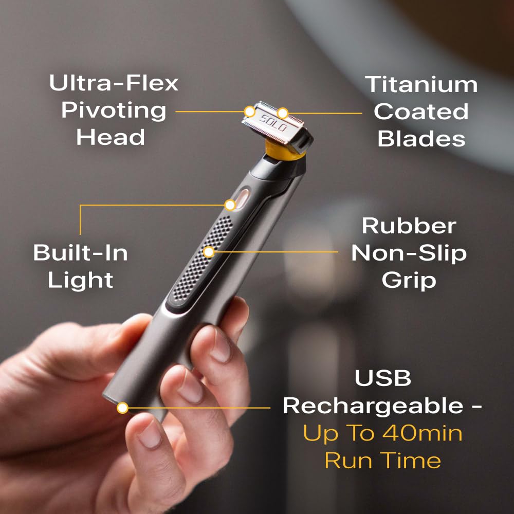 MicroTouch SOLO in bathroom lifestyle setting showing readiness for daily grooming