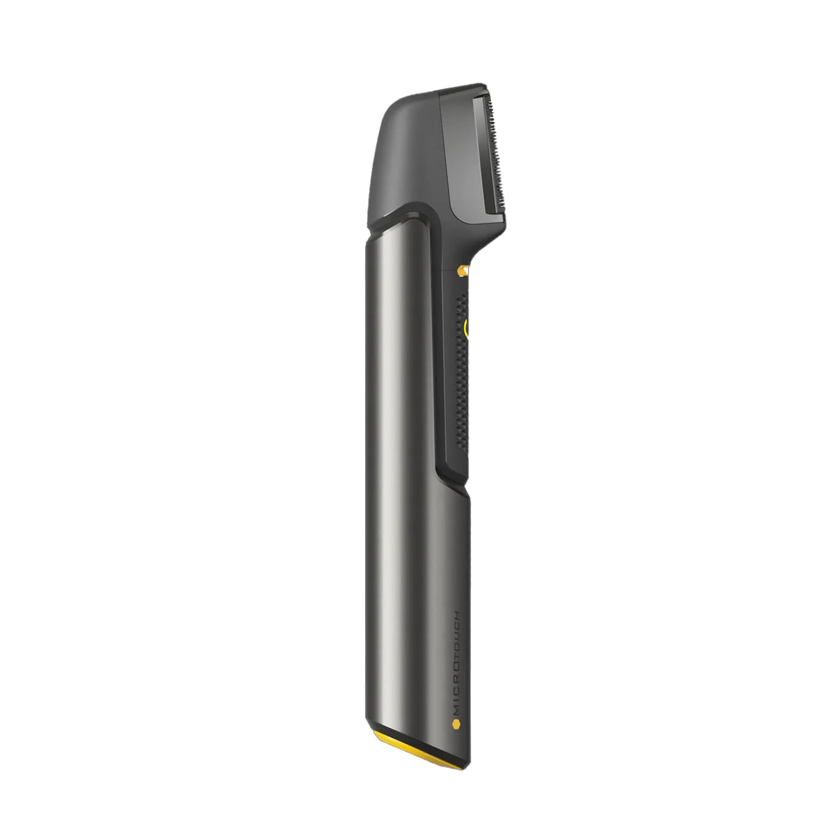 Microtouch front view showing comb-style body and LED light for easy home haircuts