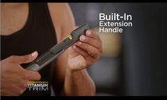 Microtouch close-up of lighted cutting head and titanium-bonded blades for precise cuts