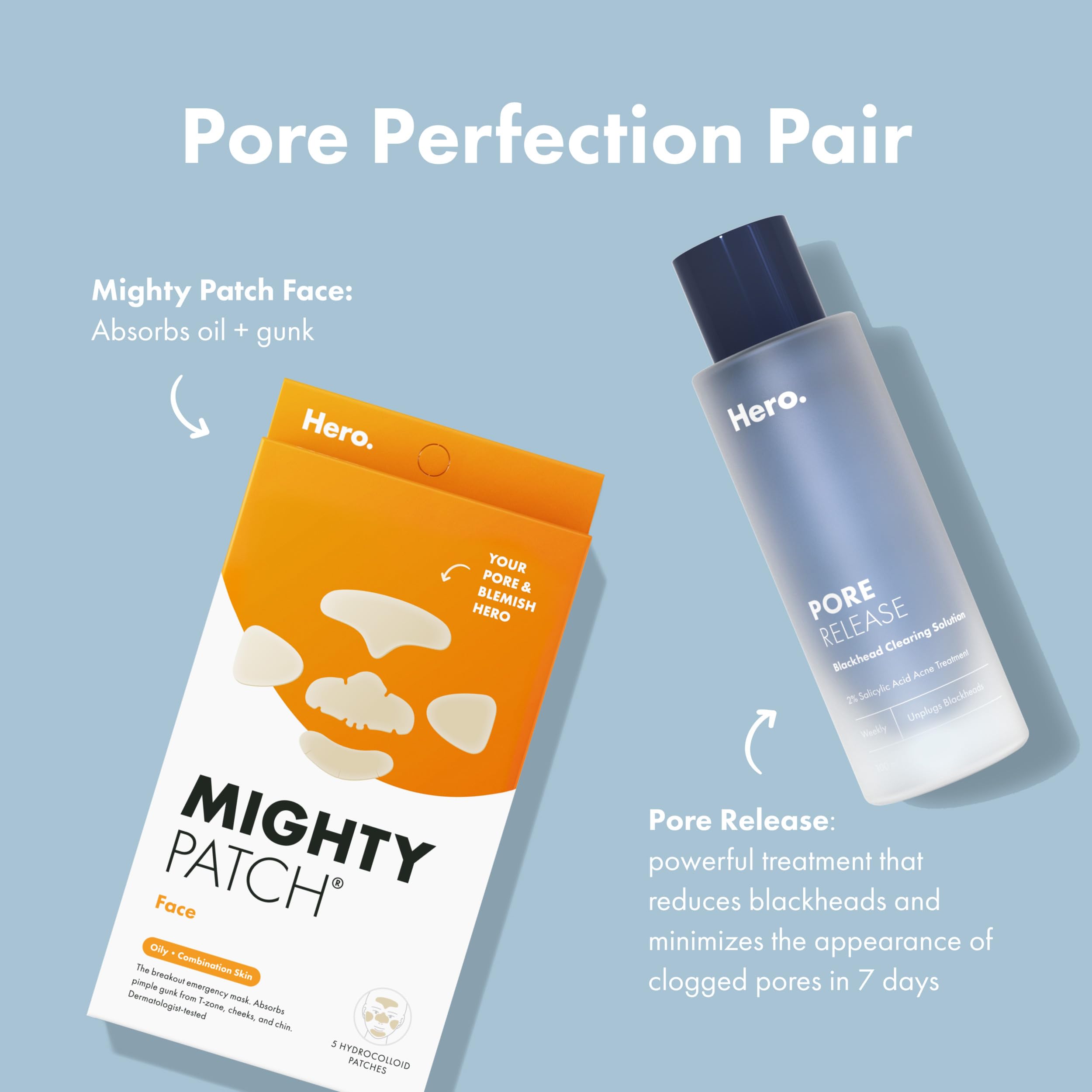 Opened box with five Mighty Patch Face patches displayed to show included contents and easy application