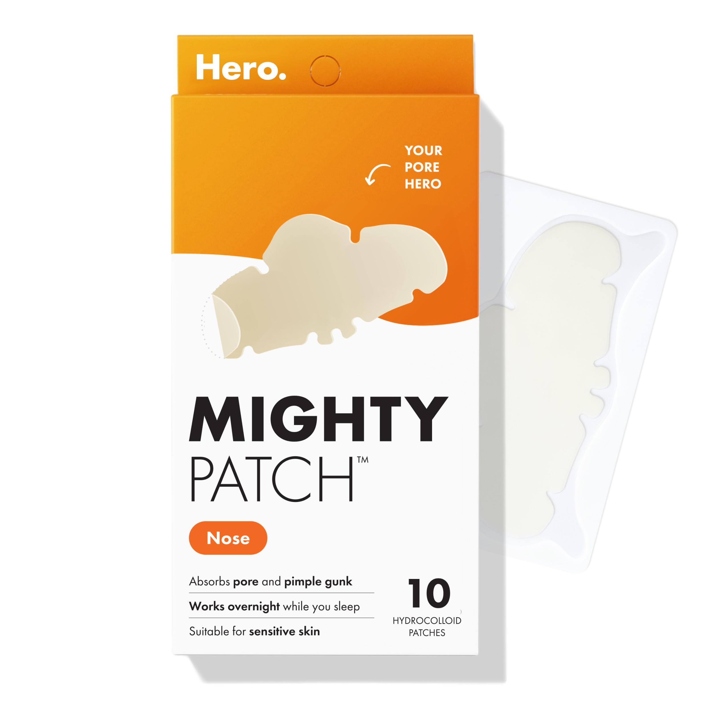Mighty Patch front packaging showing 10-count box and benefits