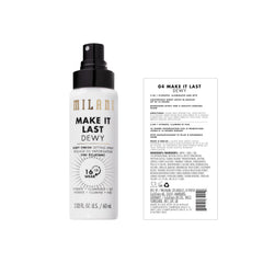 Milani label close up highlighting ingredients and longwear benefit