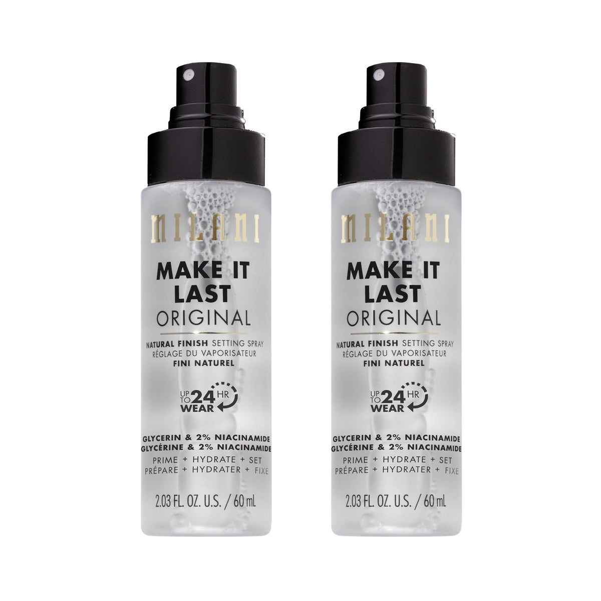 Milani front packaging showing product and 2-pack convenience