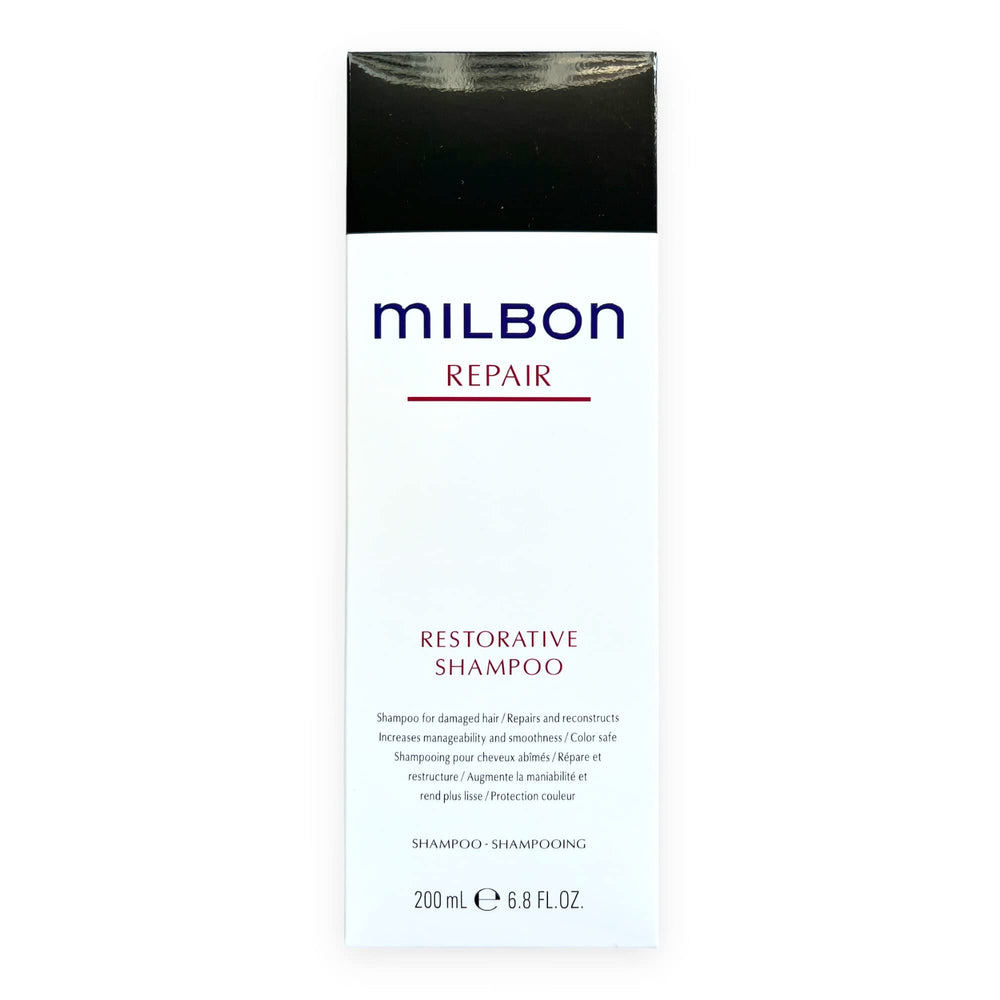 Milbon bottle front view showing label, professional repair benefits