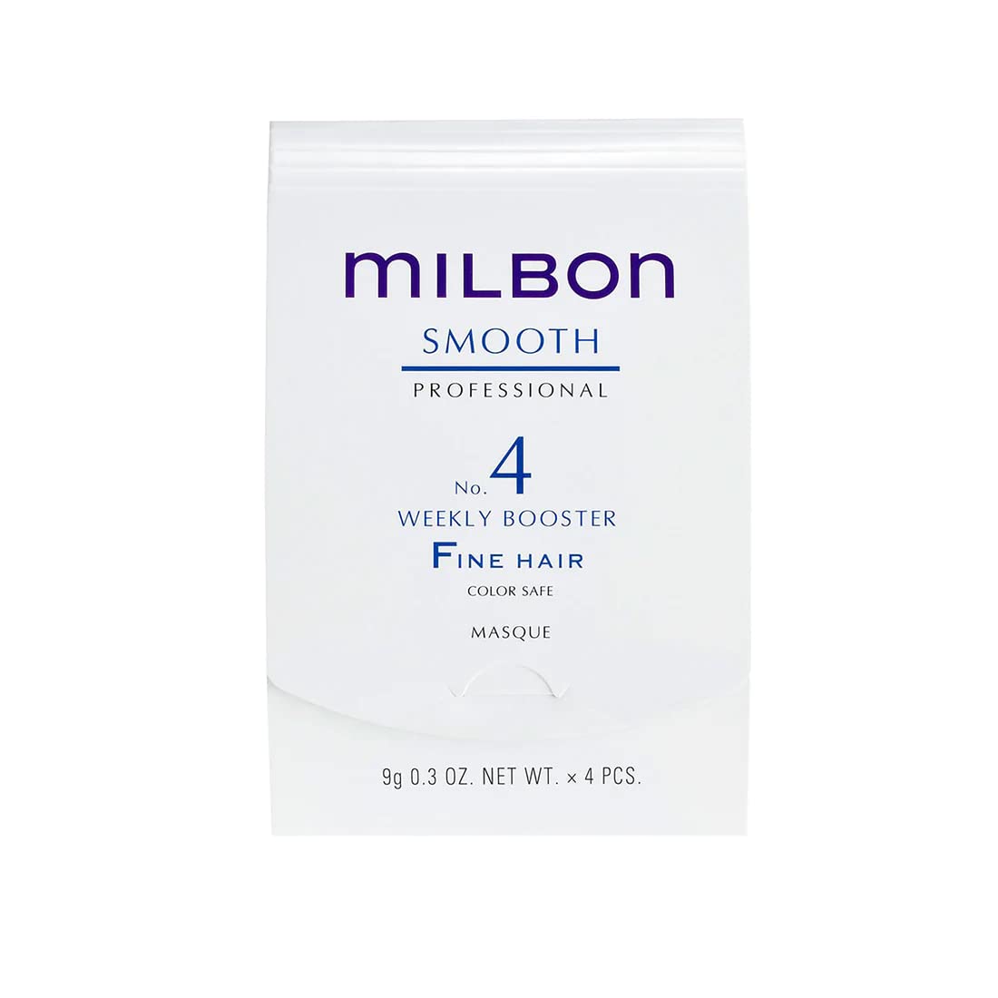 Milbon front packaging showing four vials and kit, showcasing professional results