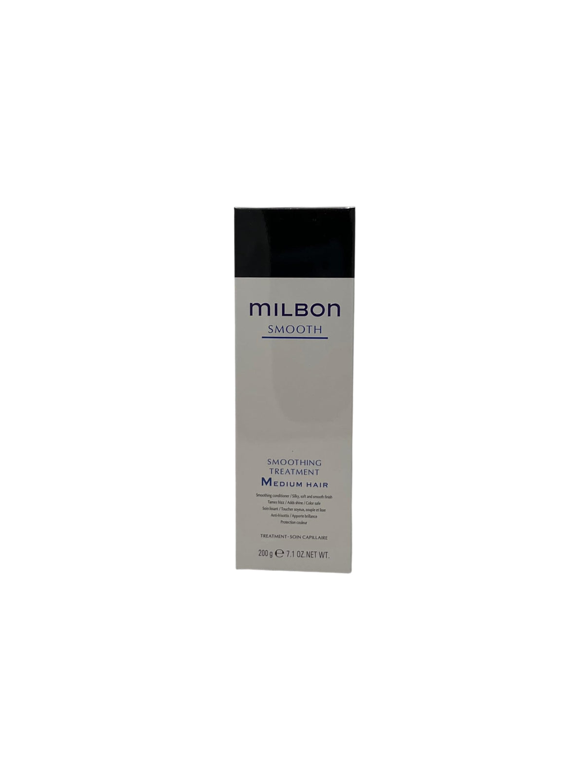 Milbon bottle front view showing label and size for easy identification and shelf appeal