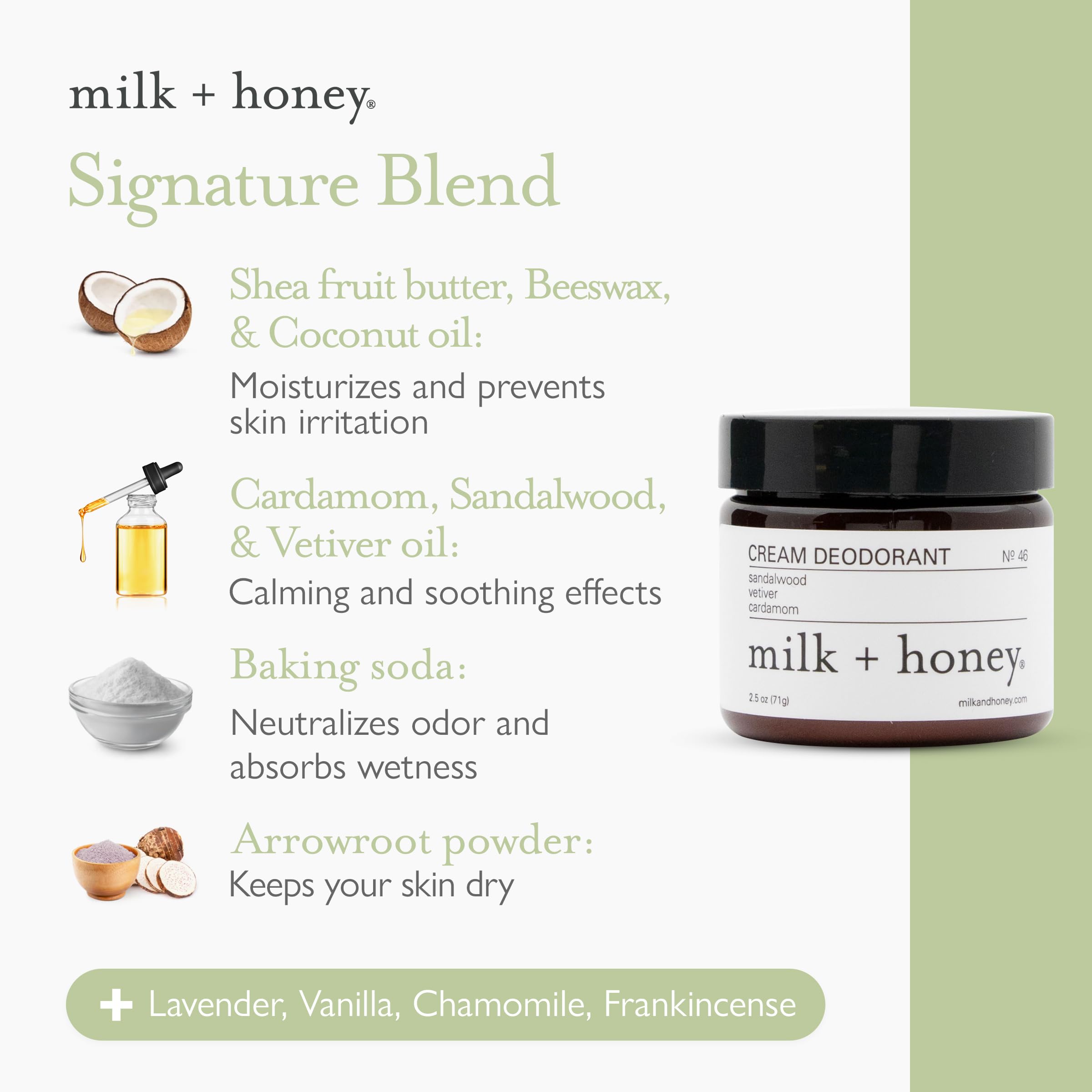 milk + honey ingredient label detail showing clean formula benefit