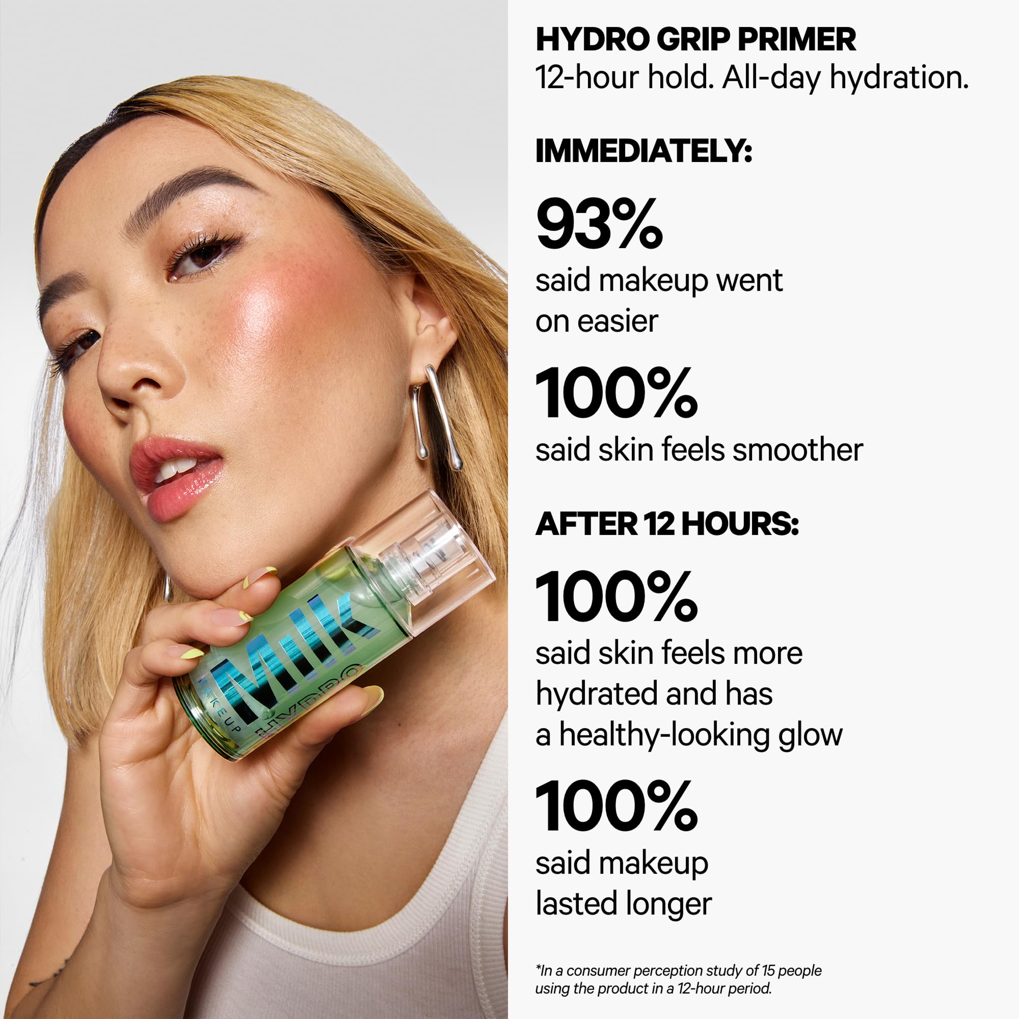 Milk Makeup Hydro Grip texture close-up highlighting lightweight dewy finish