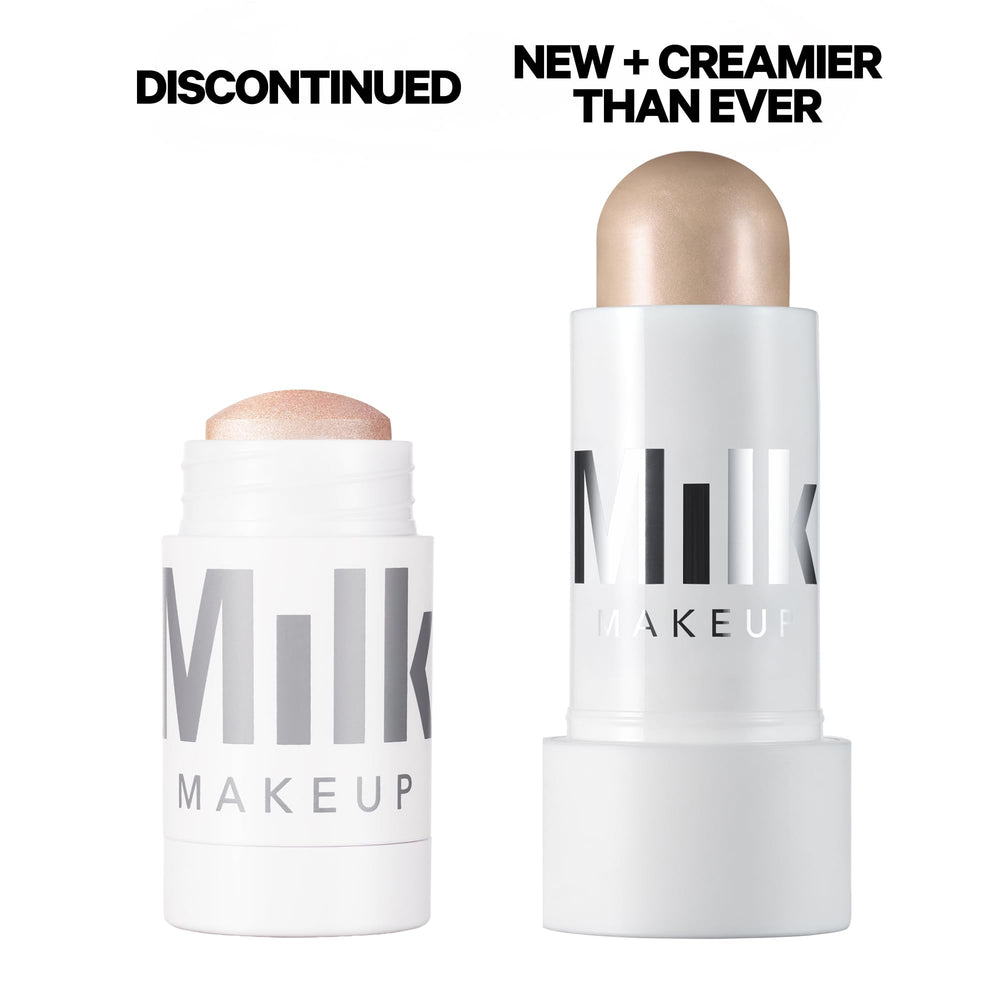 Milk Makeup 6G Highlighter Lit creamy texture swatch highlighting blendable sheen