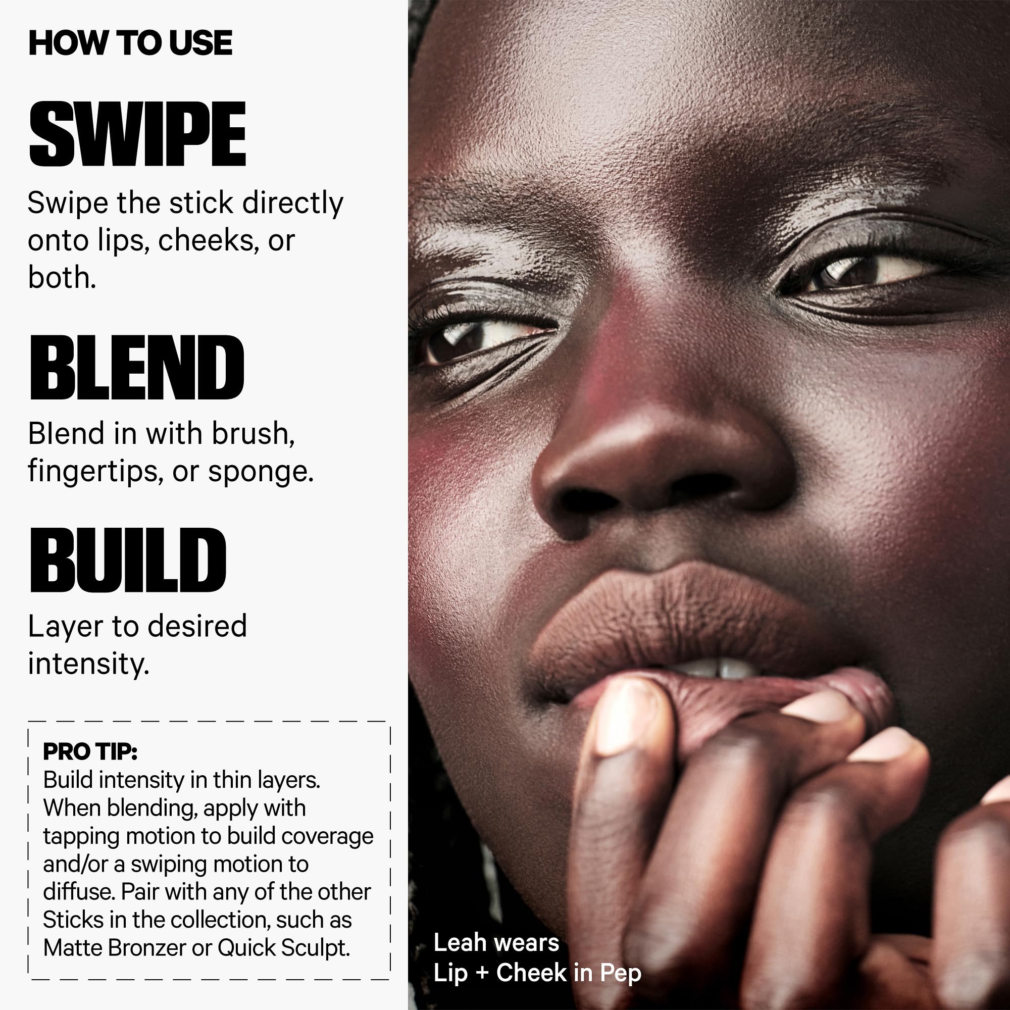Milk Makeup Dash on cheeks lifestyle shot showing natural flushed glow benefit