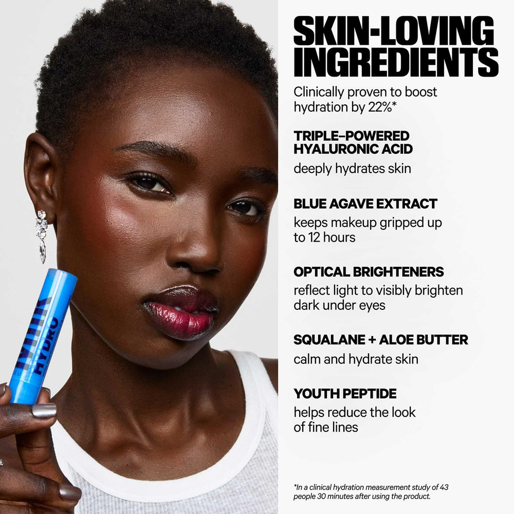 Milk Makeup Hydro Grip product label close-up highlighting clean, vegan ingredient callouts