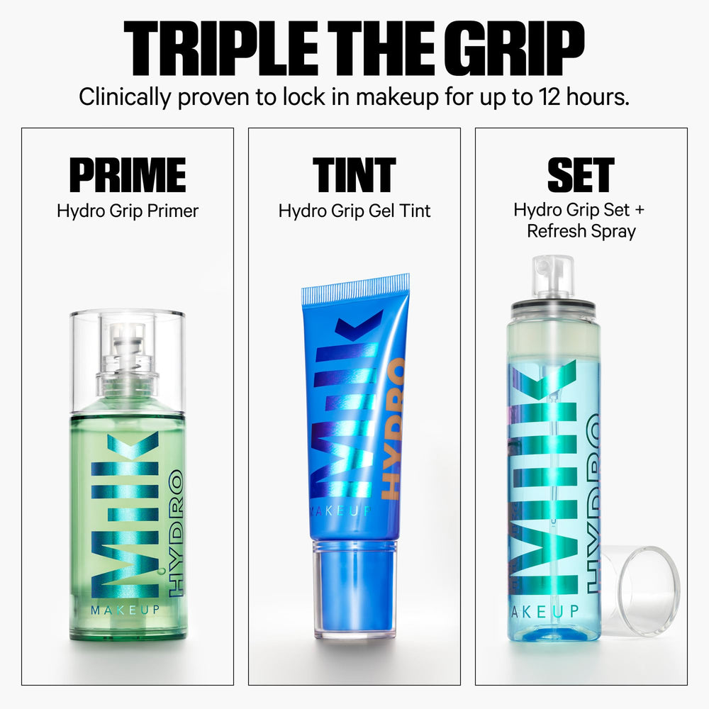 Hand holding 1.69 oz bottle showing Milk Makeup travel-friendly convenience