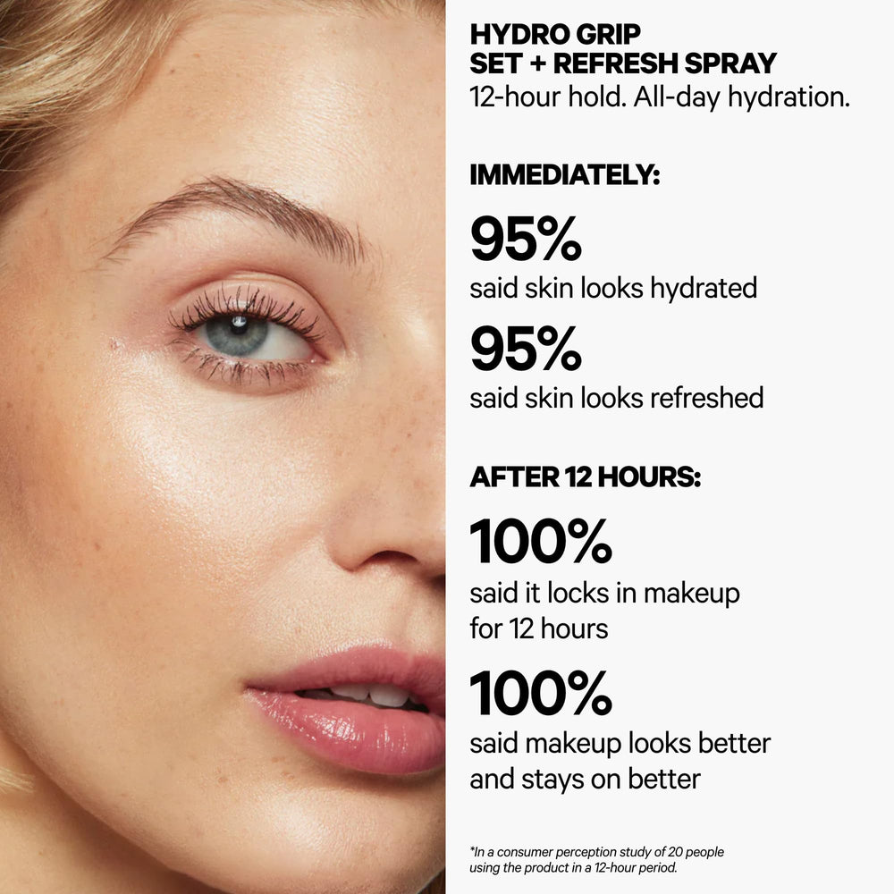 Milk Makeup mist spraying onto skin for even coverage and dewy finish
