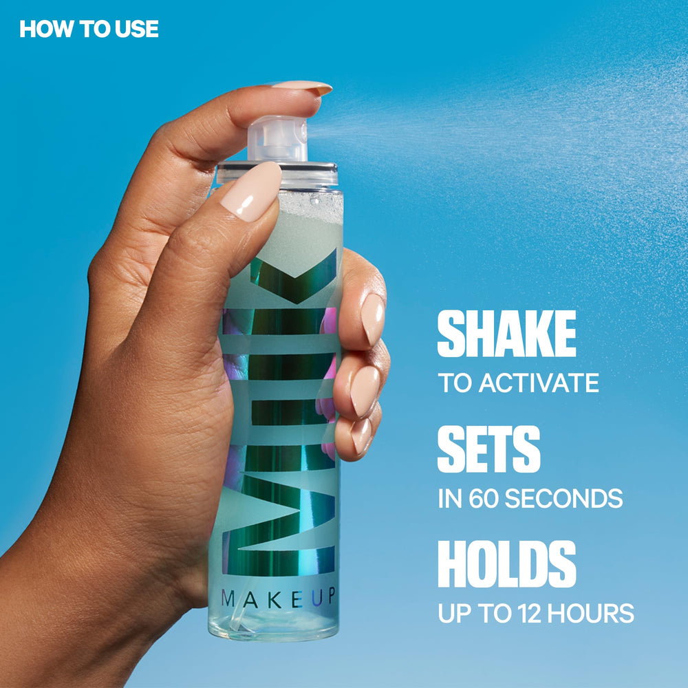Flatlay with Hydro Grip and makeup illustrating extended wear and refresh