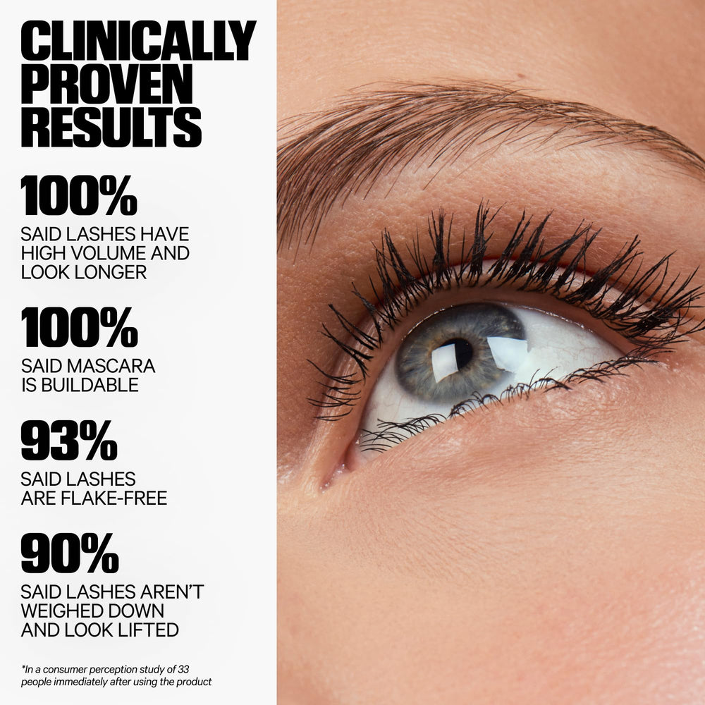 Milk Makeup mascara texture swipe showing rich natural-black pigment and smooth payoff