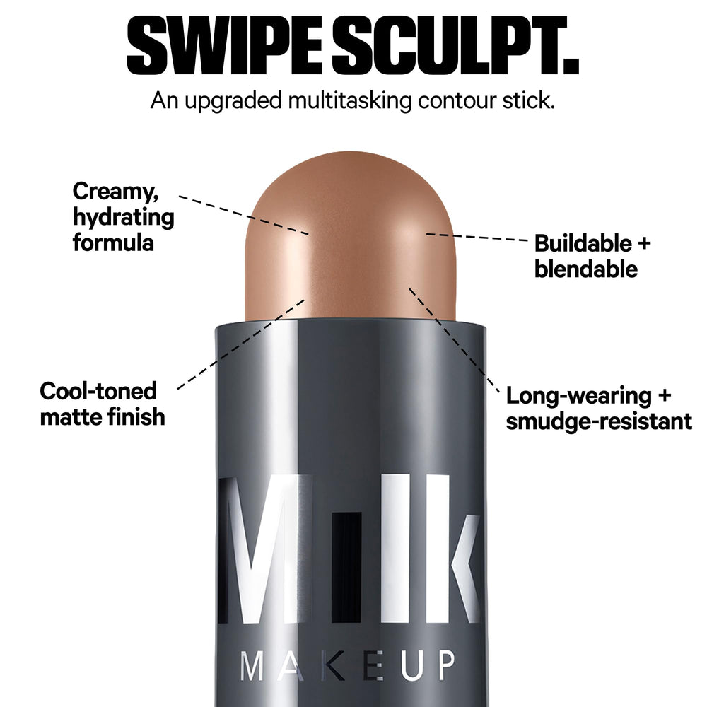 Milk Makeup Quick Sculpt stick open angled, creamy tip ready for smooth application