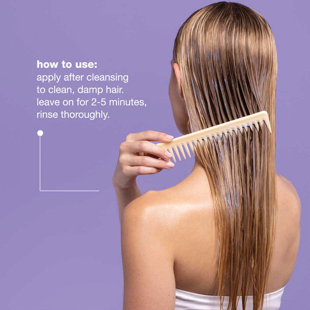 milk_shake before and after on blonde hair, visible neutralized yellow tones and shine