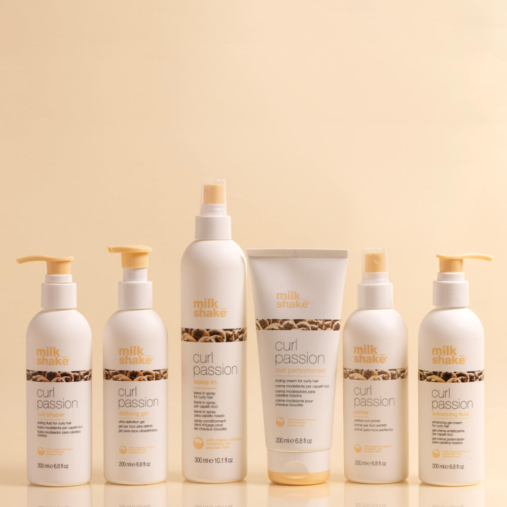 milk_shake gel on bathroom counter staged lifestyle suggesting daily styling ritual benefit