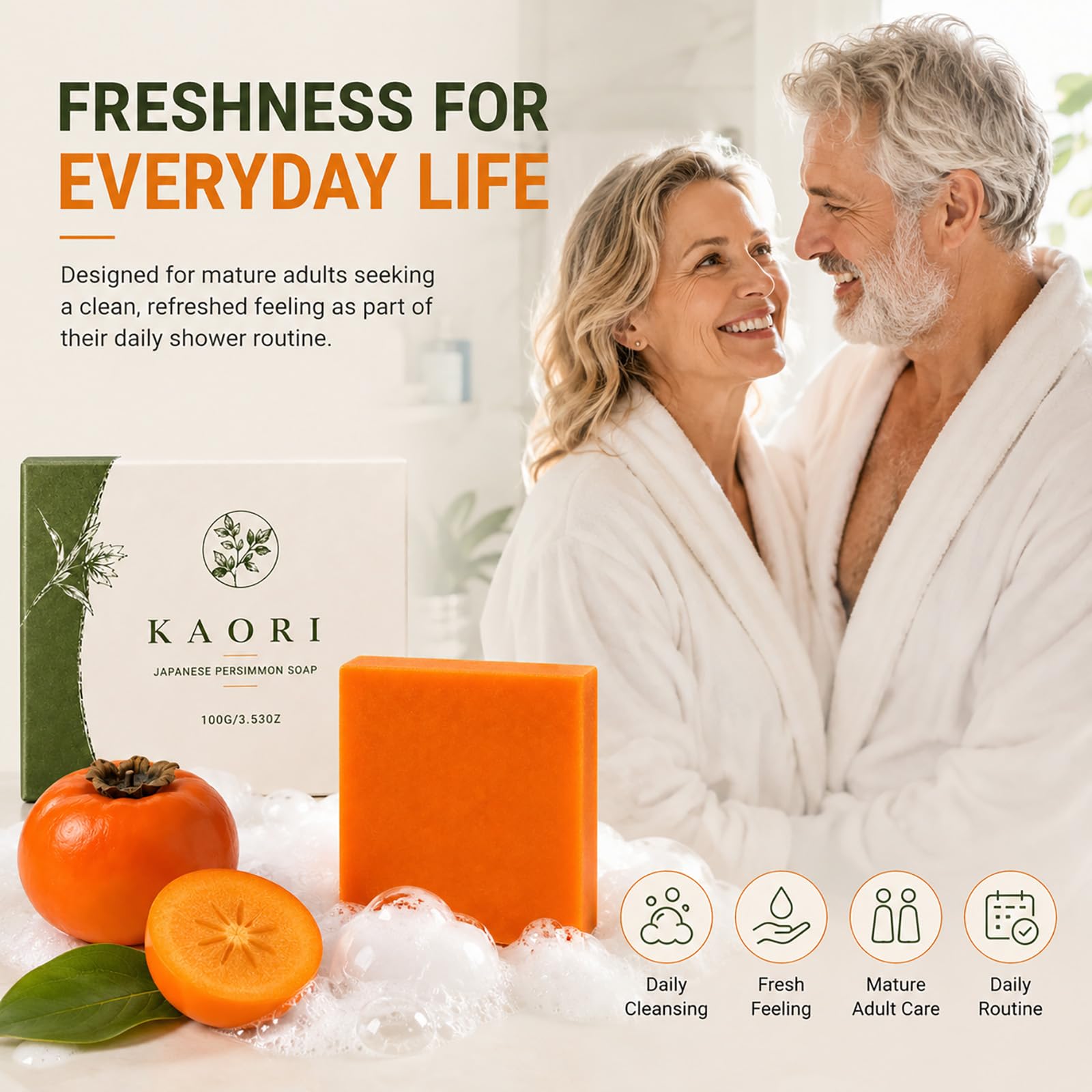 MilkyBump persimmon soap close-up texture highlighting creamy lather