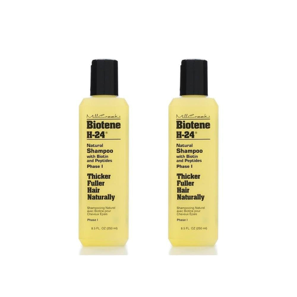 Mill Creek Biotene H-24 front packaging showing two 8.5 fl oz bottles for fuller hair