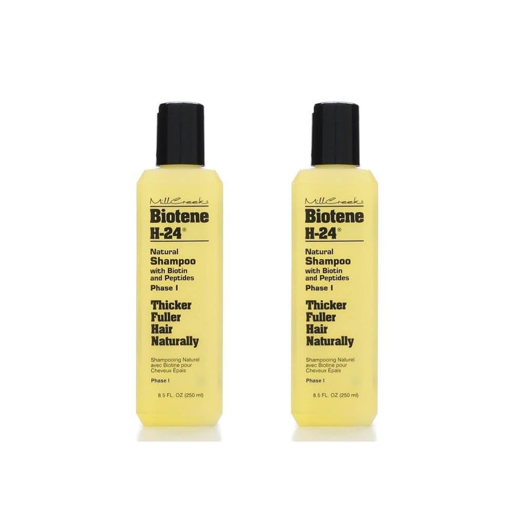 Mill Creek Biotene H-24 front packaging showing two 8.5 fl oz bottles for fuller hair