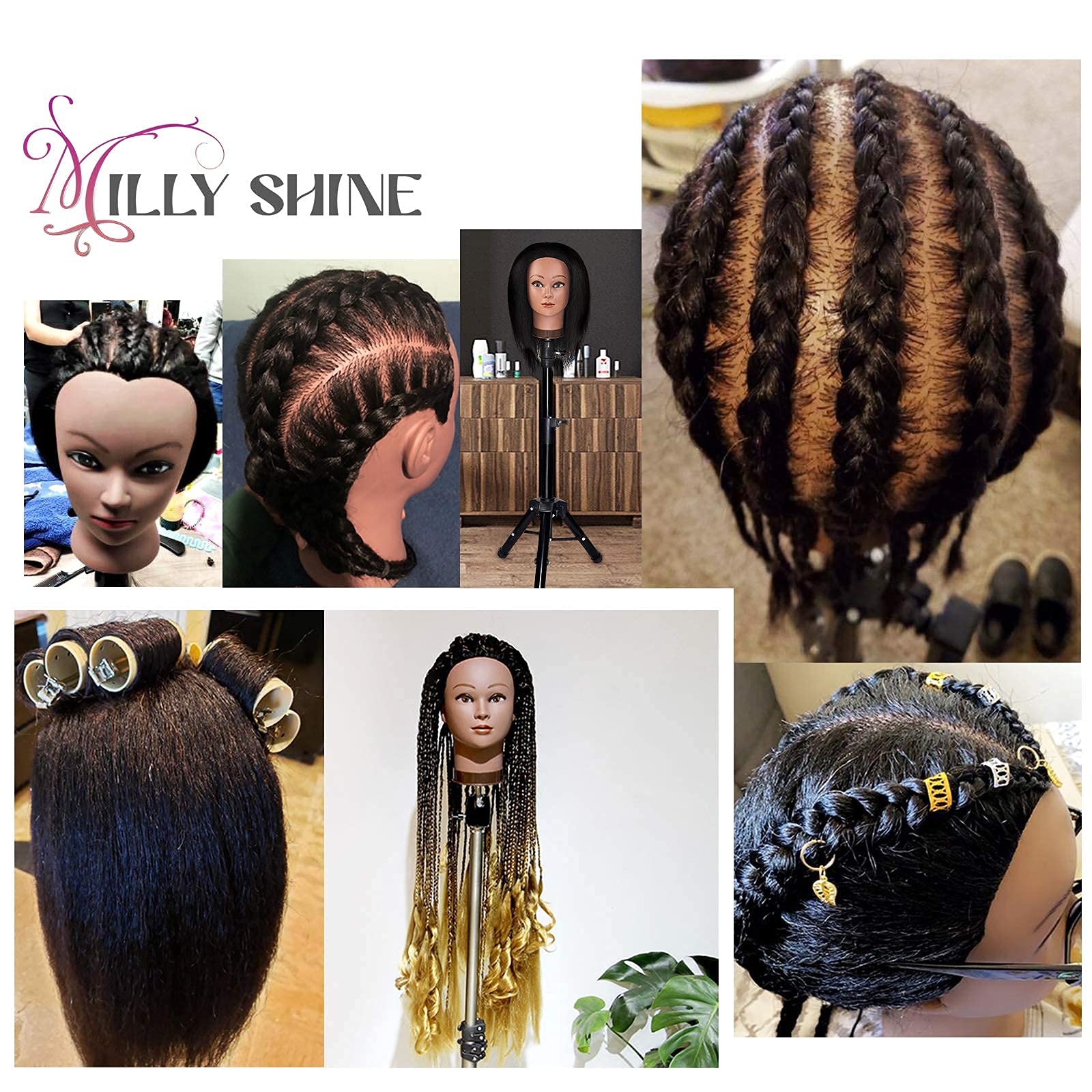 MILLYSHINE scale comparison with hand to show 16-inch length and real-hair feel