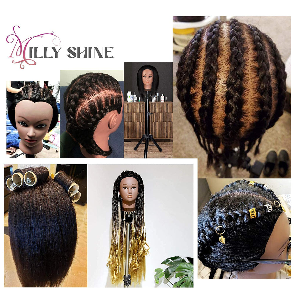 MILLYSHINE scale comparison with hand to show 16-inch length and real-hair feel