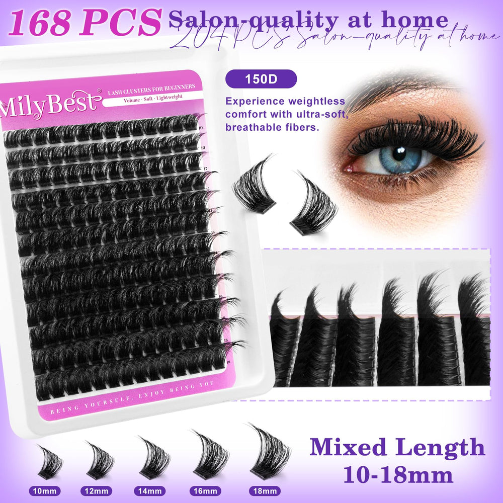 MilyBest in-use photo applying clusters to eyelid demonstrating beginner-friendly steps