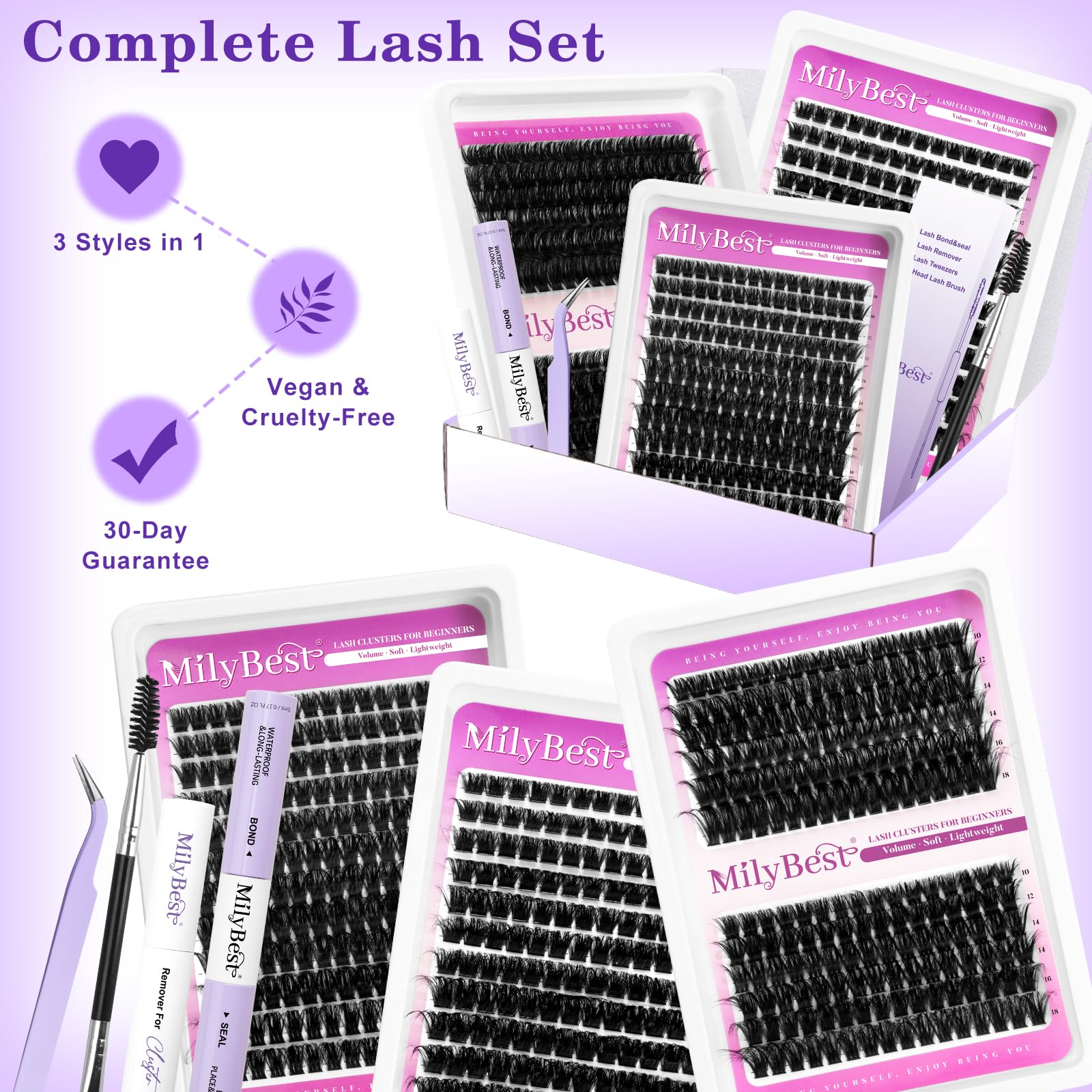 MilyBest before and after comparison revealing fuller lashes with natural finish