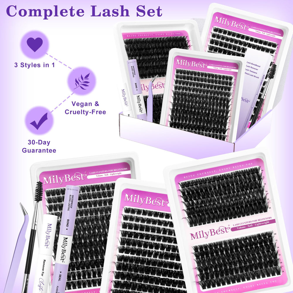 MilyBest before and after comparison revealing fuller lashes with natural finish