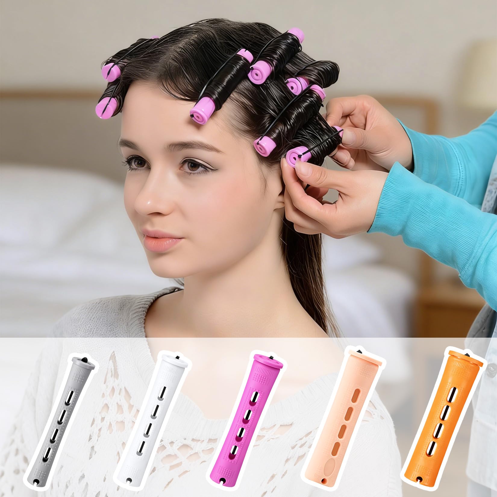Mindow finished spiral curls on model showing consistent curl definition