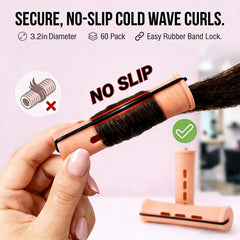 Mindow perm rods wrapped in hair demonstrating secure hold and ease