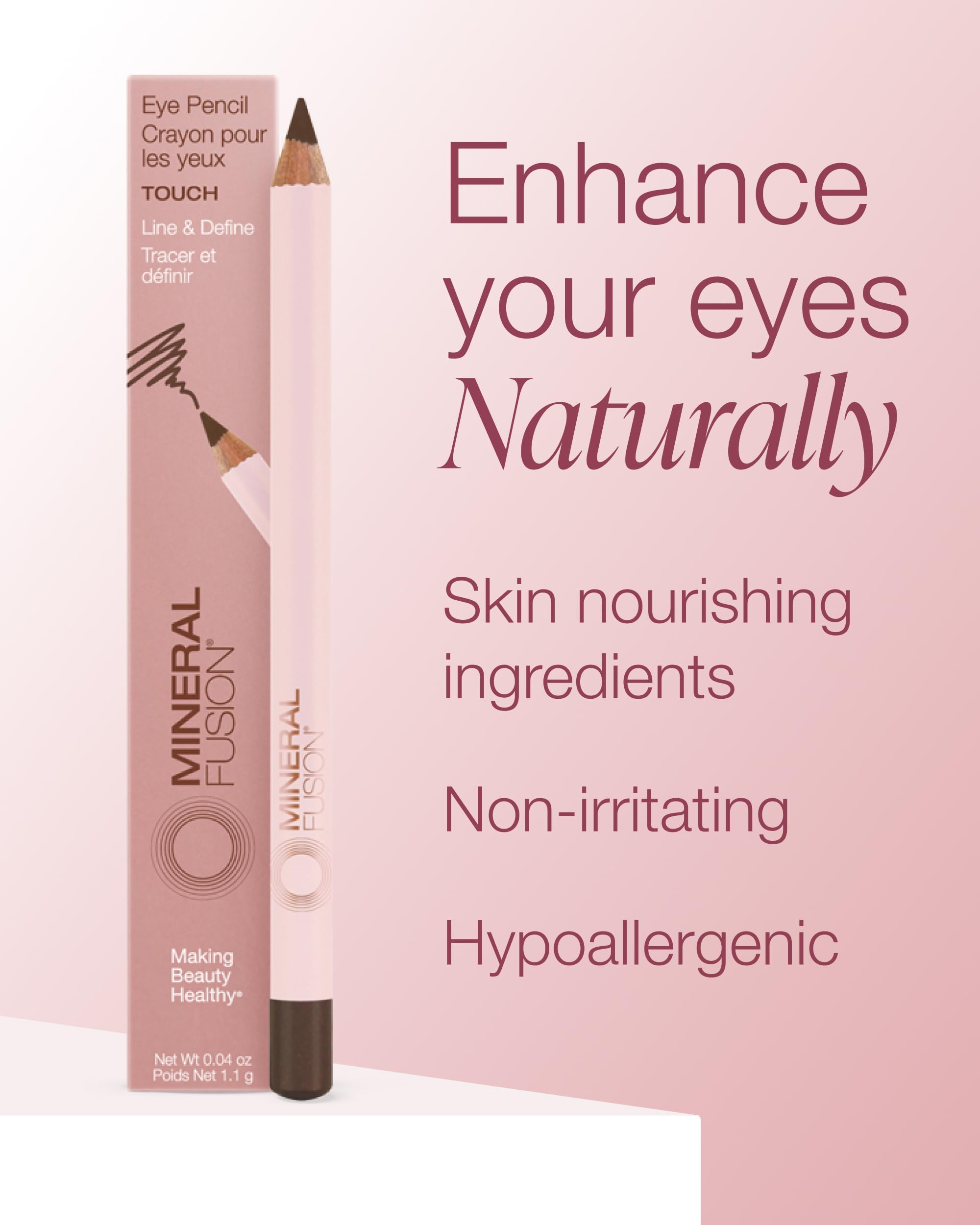Mineral Fusion pencil held in hand to show real size and scale
