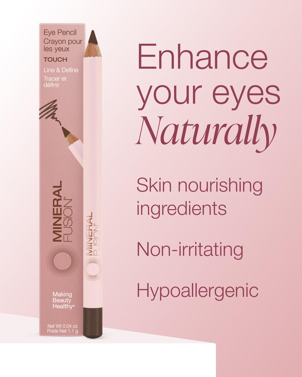 Mineral Fusion pencil held in hand to show real size and scale