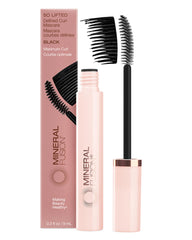 Mineral Fusion mascara front packaging shows sleek tube and black shade benefit lift