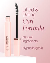 Mineral Fusion before and after lashes illustrating lifted, defined curl benefit