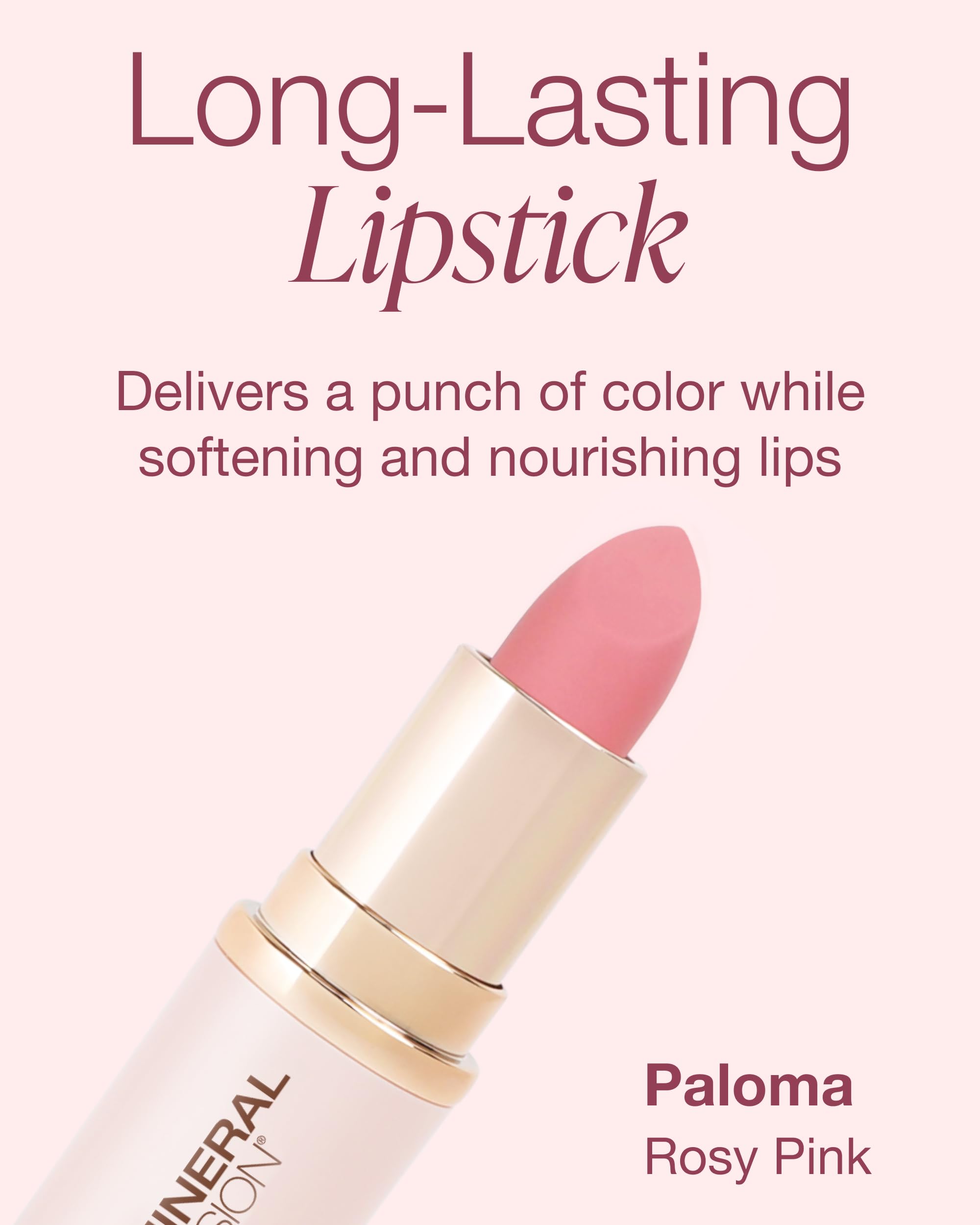 Mineral Fusion close-up of lipstick bullet highlighting smooth application