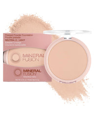 Mineral Fusion compact front view showing neutral 2 shade and travel-ready packaging benefit
