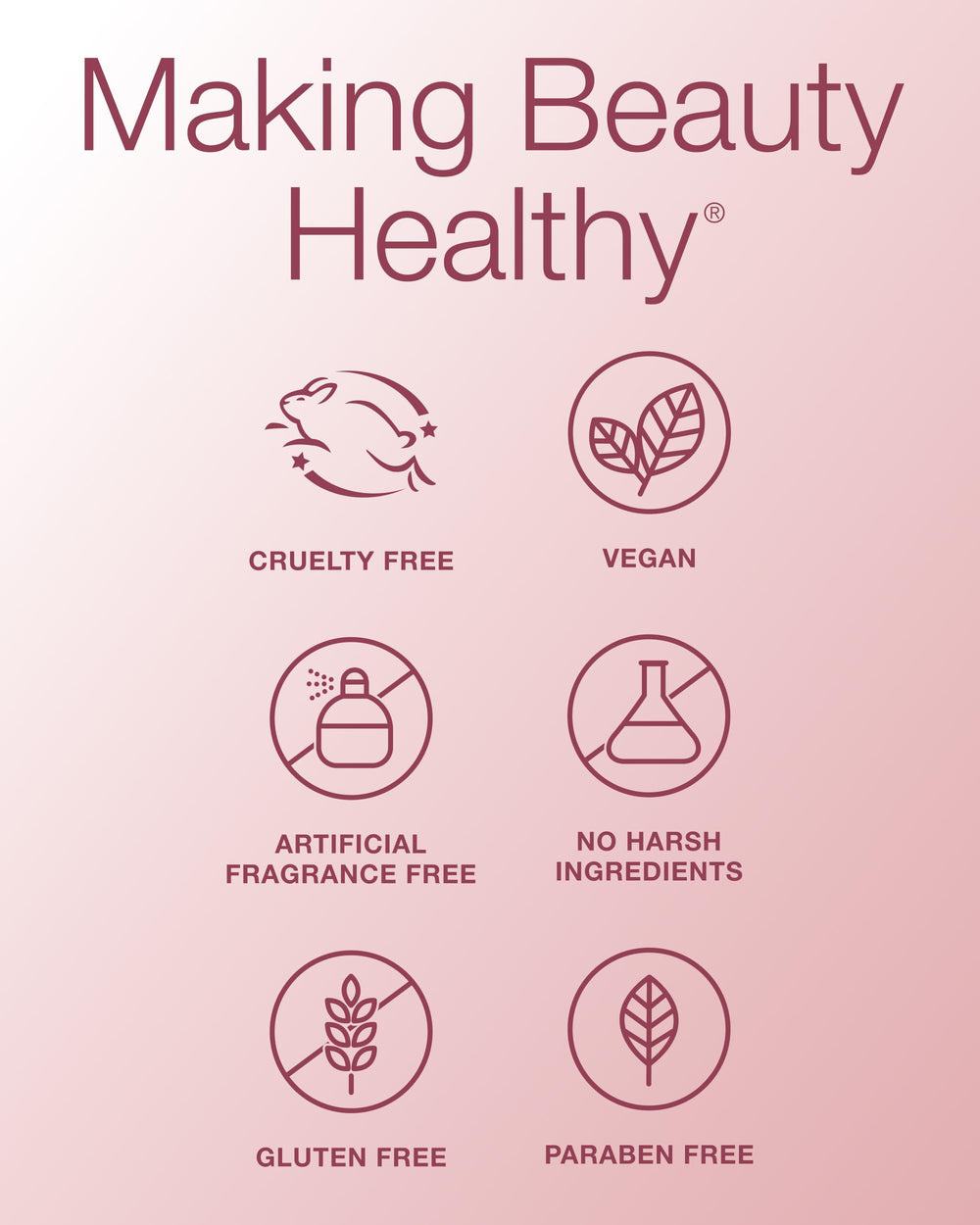 Mineral Fusion back label close-up listing clean-beauty ingredients and benefits
