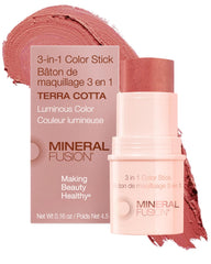 Mineral Fusion front view of Terra Cotta stick showing compact travel-ready design
