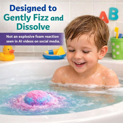 Mineral Me California close-up of bath bomb texture highlighting organic ingredients and gentle formula