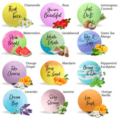 Mineral Me California bath bombs displayed in a box highlighting variety and colors
