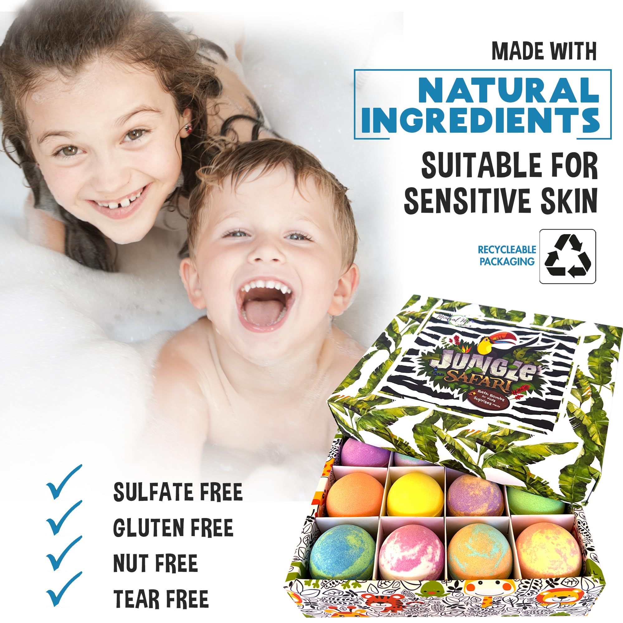 Mineral Me California fizzing bath bomb in a tub creating color and bubbles
